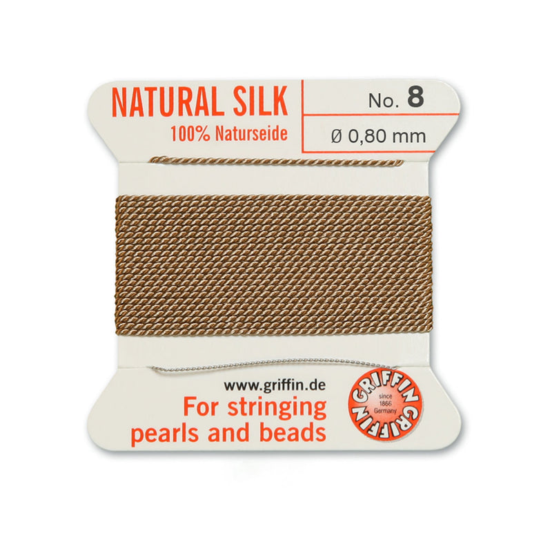 Griffin Beige Silk No.8: Superior 0.80mm silk thread for jewelry making