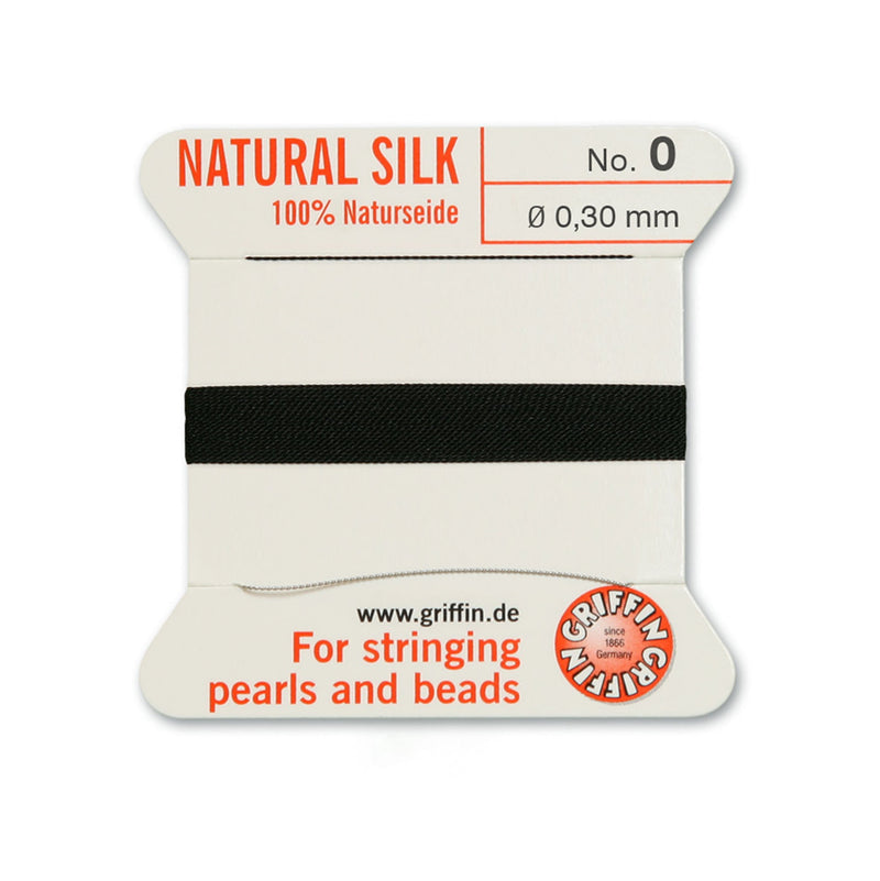 Griffin Black Silk 0.30mm No.0 thread for stringing pearls and beads