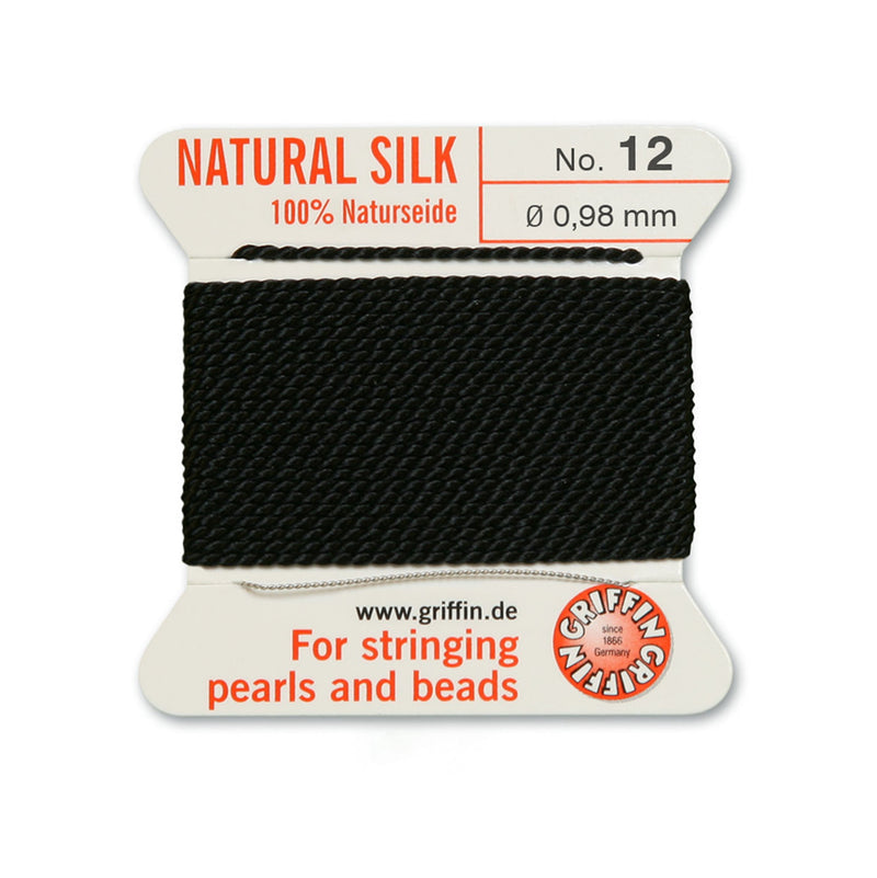Griffin Black Silk 0.98mm No.12 thread for premium pearl and bead stringing