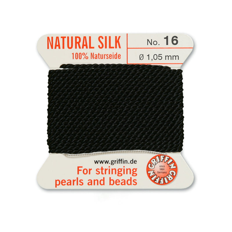 Griffin Black Silk 1.05mm No.16 thread for expert pearl and bead stringing