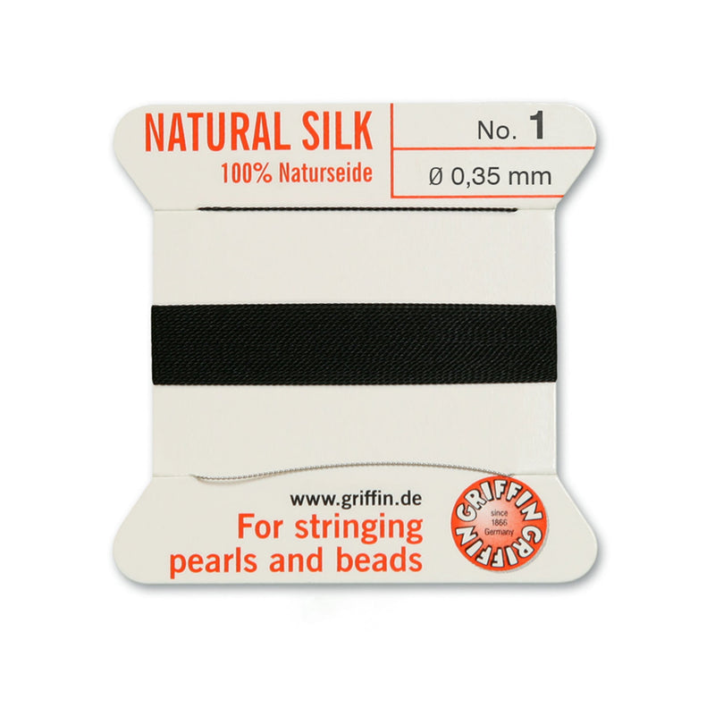 Griffin Black Silk 0.35mm No.1 thread for stringing pearls and beads
