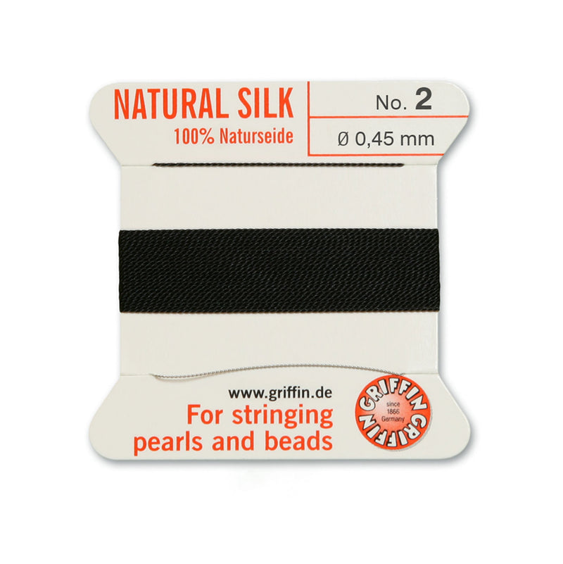 Griffin Black Silk 0.45mm No.2 thread for effortless pearl and bead stringing