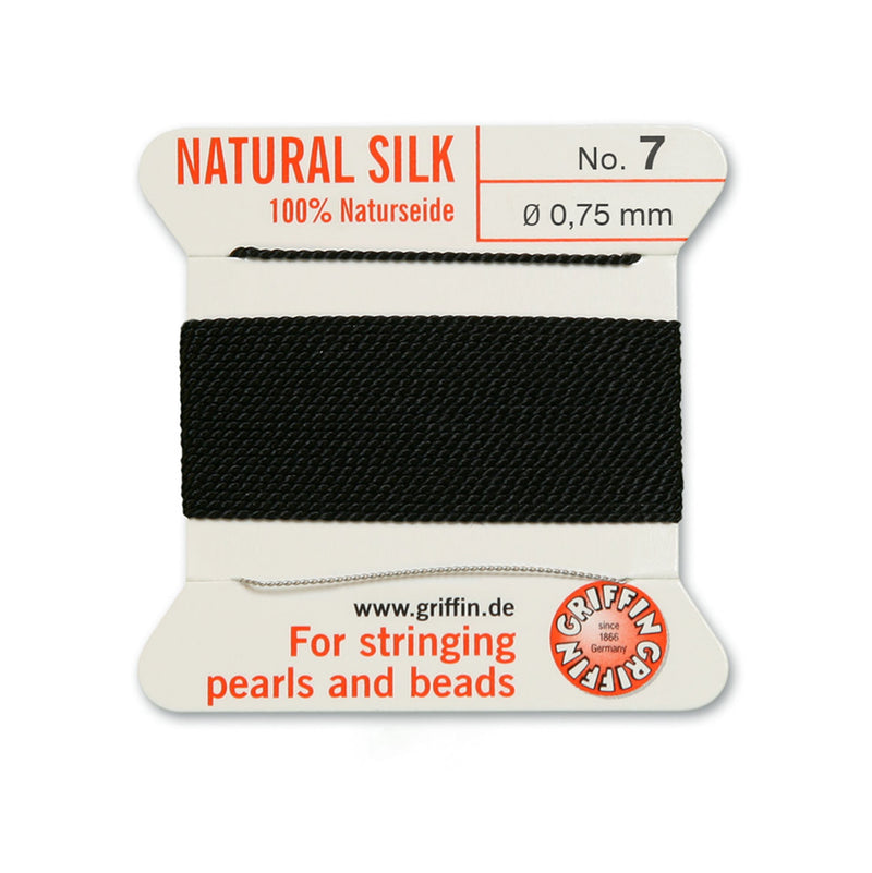 Griffin Black Silk 0.75mm No.7 thread for precise pearl and bead stringing