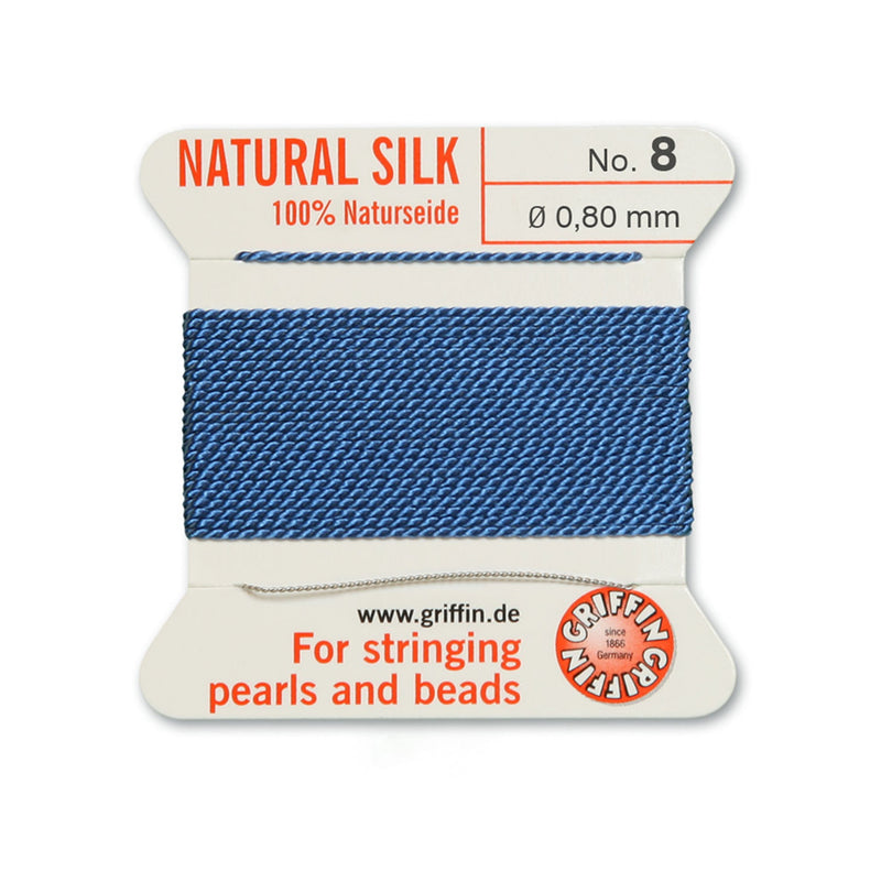 Griffin Blue Silk 0.80mm No.8 for precise pearl and bead stringing