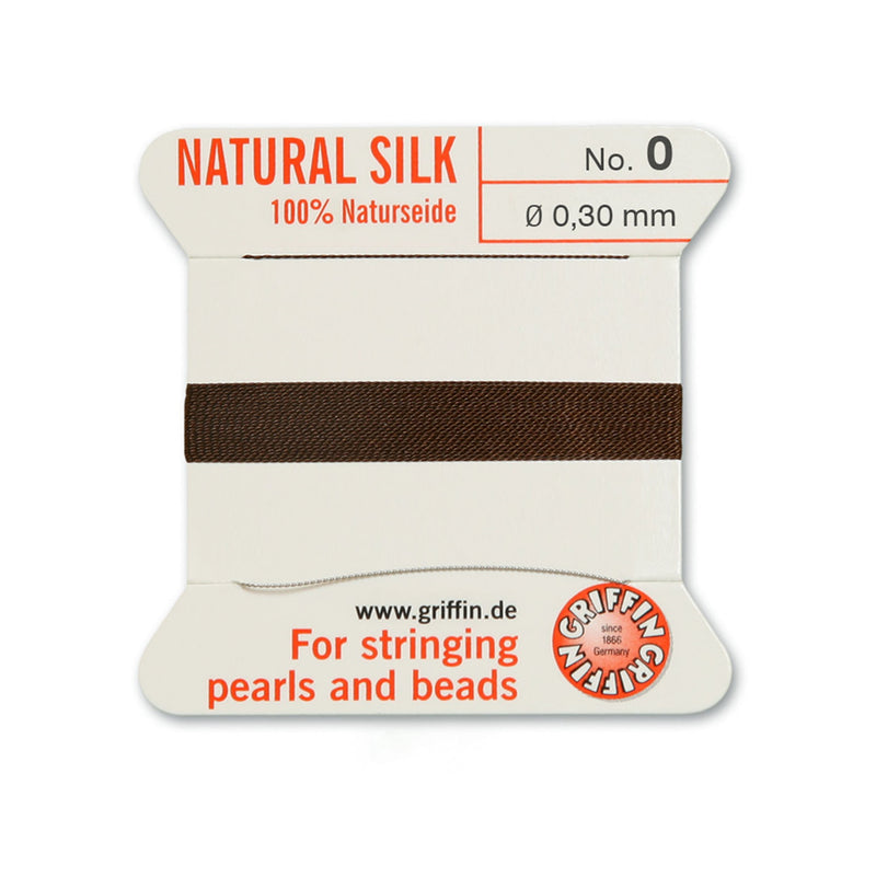 Griffin Brown Silk 0.30mm No.0 for intricate pearl and bead stringing