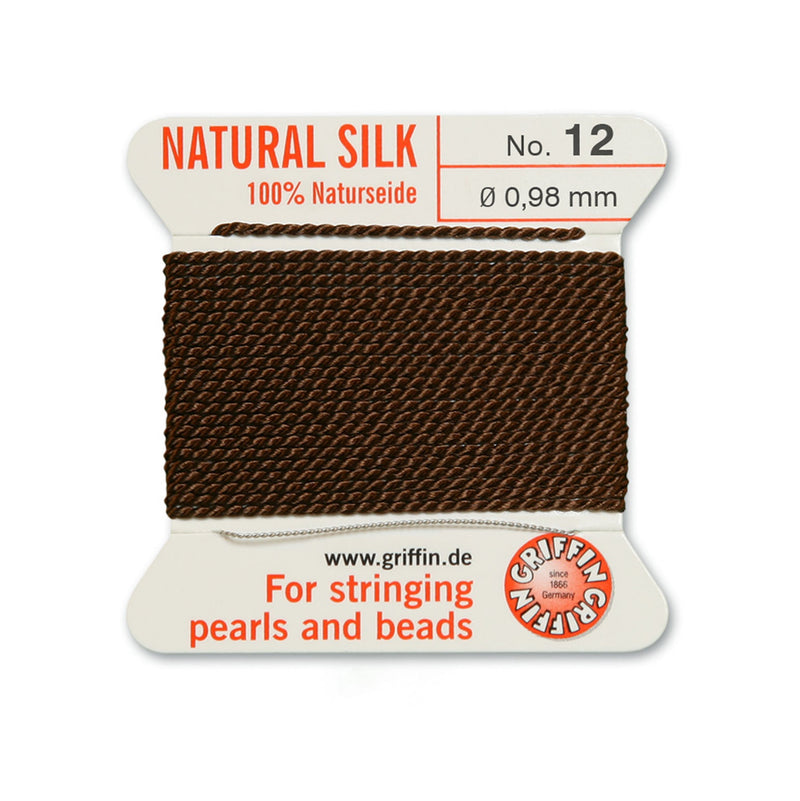 Griffin Brown Silk 0.98mm No.12 for expert pearl and bead stringing