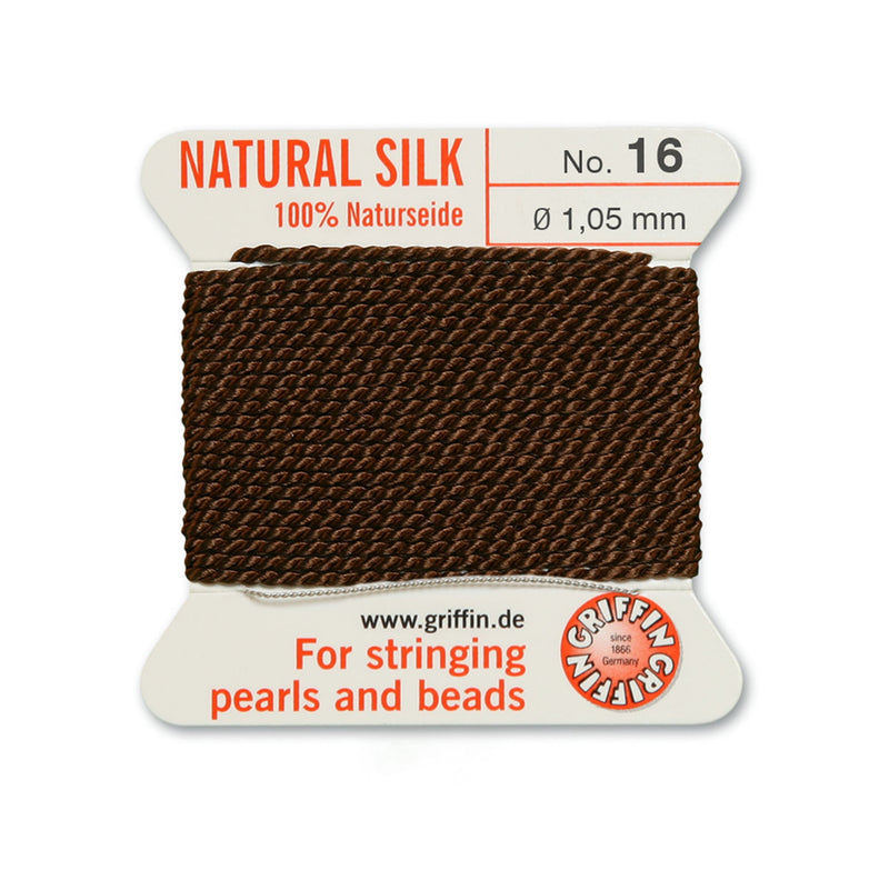 Griffin Brown Silk 1.05mm No.16 for expert bead and pearl stringing