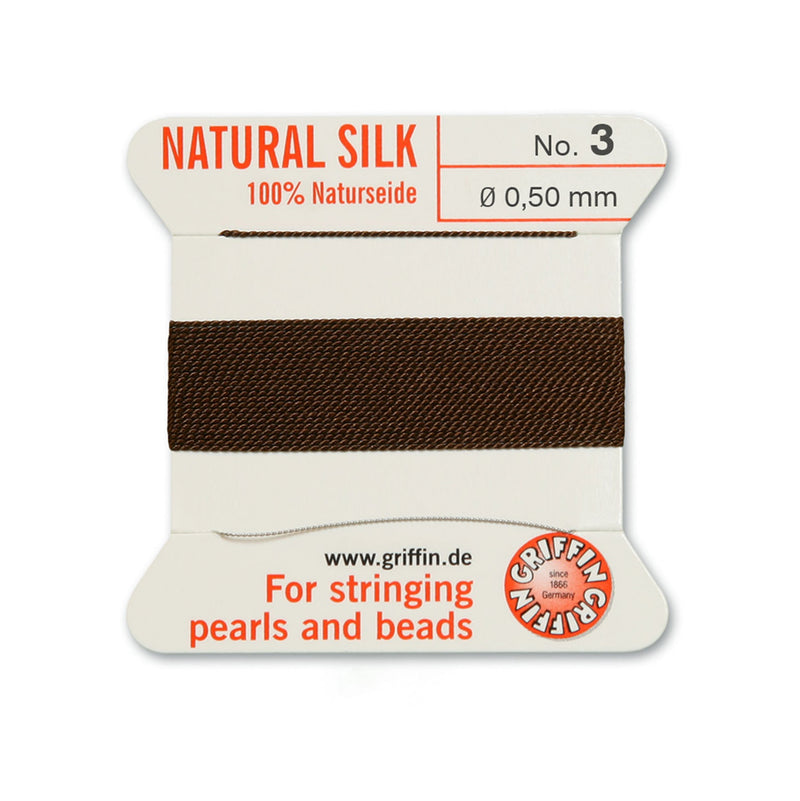 Griffin Brown Silk 0.50mm No.3 for premium pearl and bead stringing