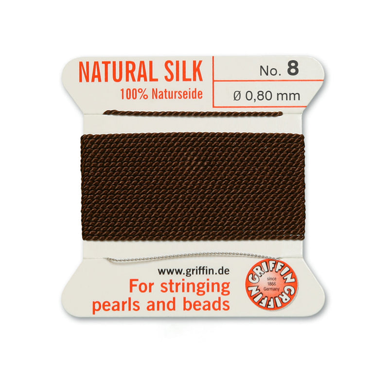 Griffin Brown Silk 0.80mm No.8 for premium pearl and bead stringing