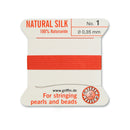 Griffin Coral Red Silk No.0 0.30mm: Delicate Silk Thread for Beading and Pearl Stringing