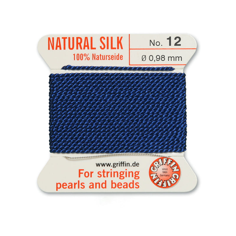 Griffin Dark Blue Silk No.12 - 0.98mm thread for bead and pearl stringing