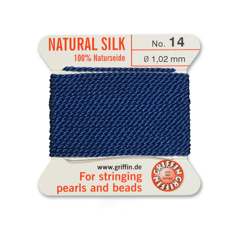 Griffin Dark Blue Silk No.14 - 1.02mm thread for bead and pearl stringing