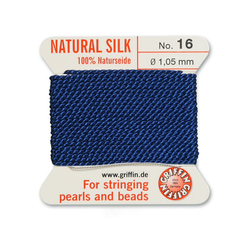 Griffin Dark Blue Silk No.16 - 1.05mm thread for bead and pearl stringing