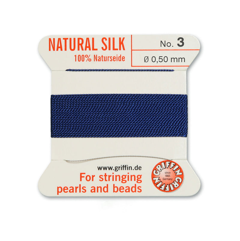 Griffin Dark Blue Silk No.3 - 0.50mm thread for bead and pearl stringing
