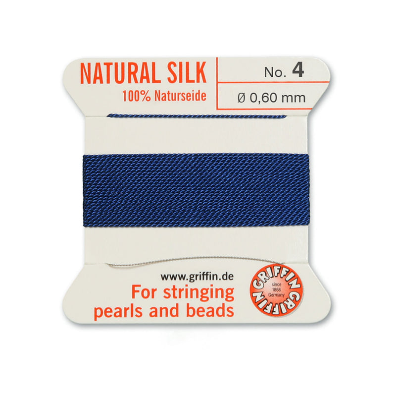 Griffin Dark Blue Silk No.4 - 0.60mm thread for bead and pearl stringing