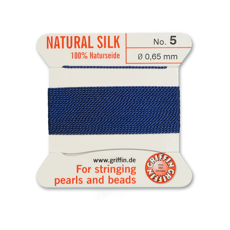 Griffin Dark Blue Silk No.5 - 0.65mm thread for bead and pearl stringing