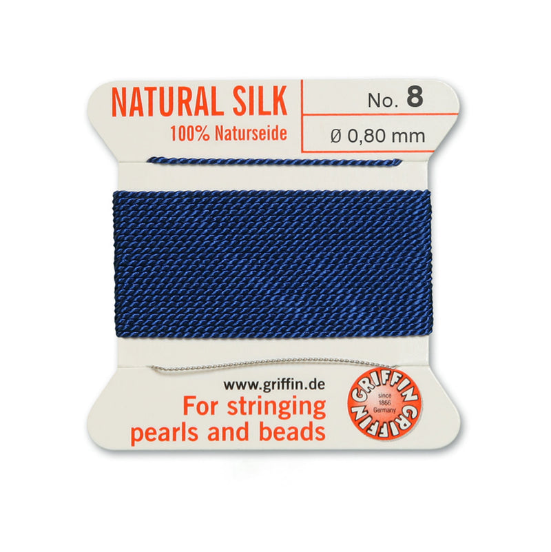 Griffin Dark Blue Silk No.8 - 0.80mm thread for bead and pearl stringing