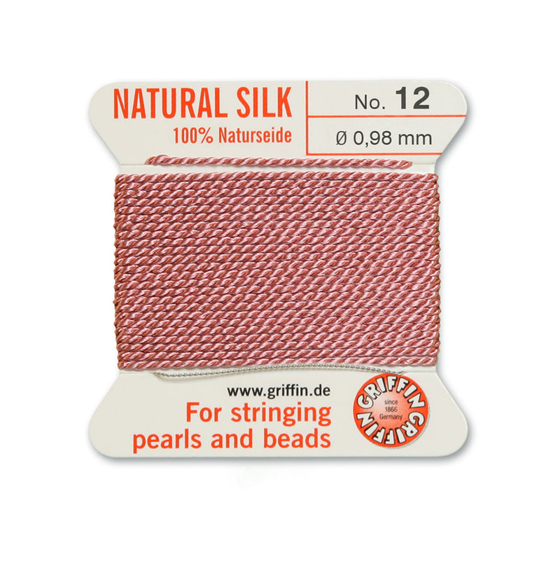 Griffin Dark Pink Silk No.12 - 0.98mm thread for advanced bead and pearl stringing