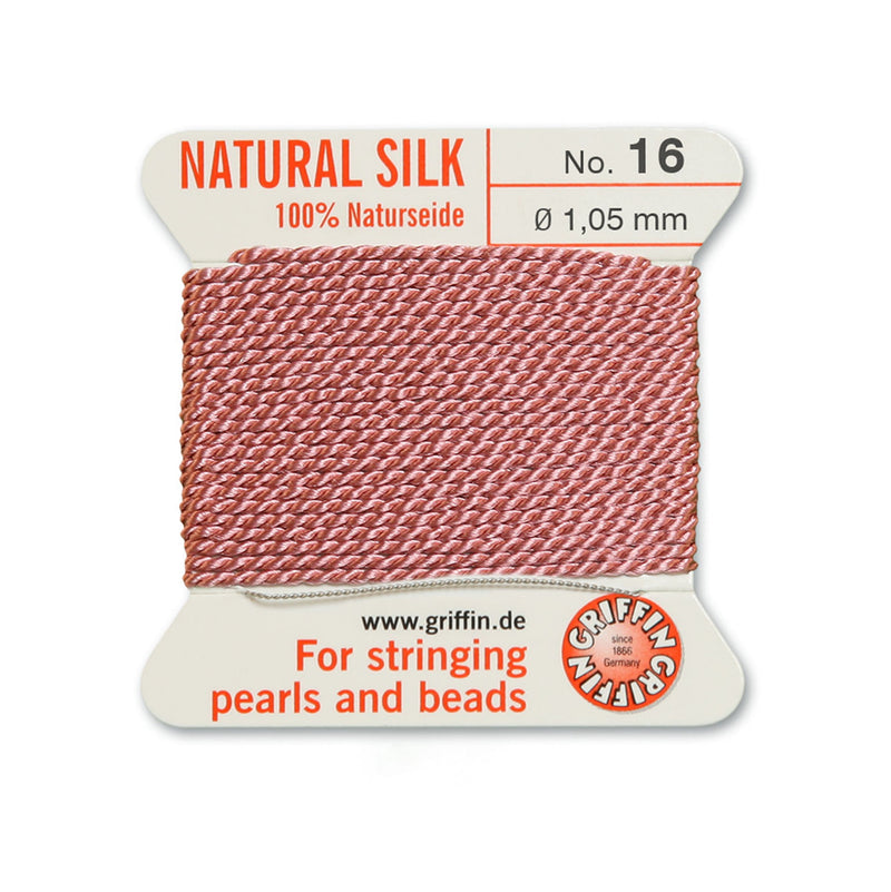 Griffin Dark Pink Silk No.16 - 1.05mm thread for advanced bead and pearl stringing