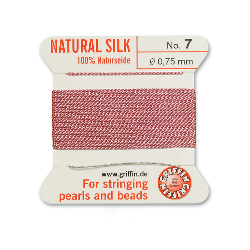 Griffin Dark Pink Silk No.7 - 0.75mm thread for precise bead and pearl stringing