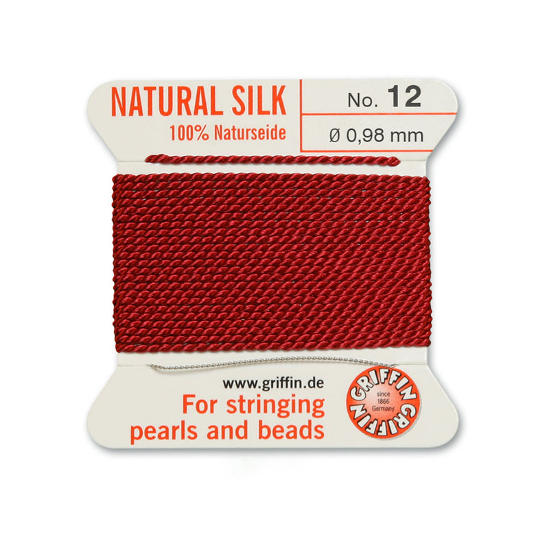 Griffin Garnet Red Silk No.12 0.98mm with included beading needle