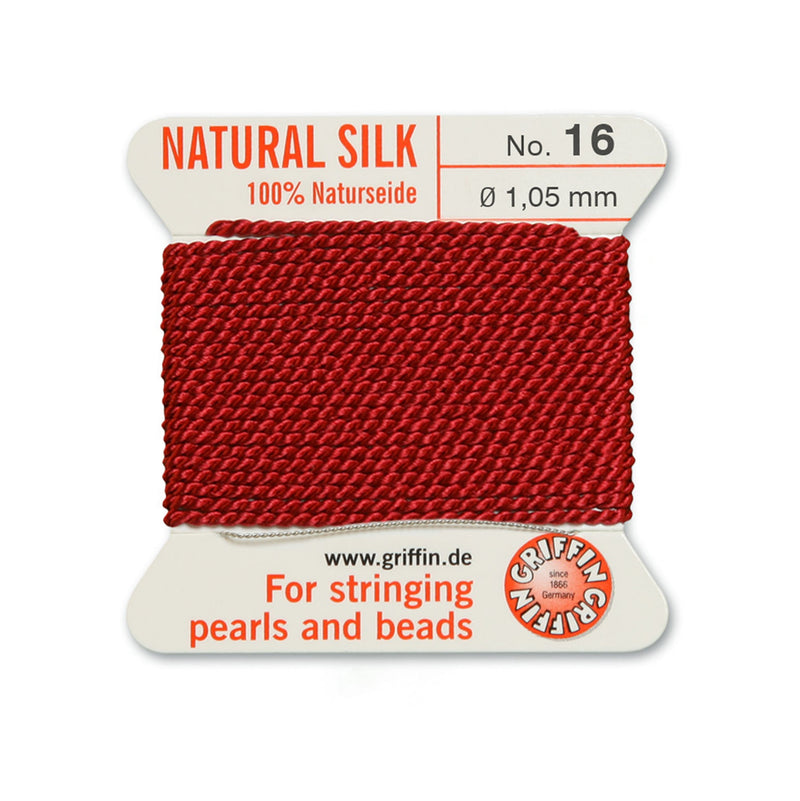 Griffin Garnet Red Silk No.16 1.05mm with included beading needle