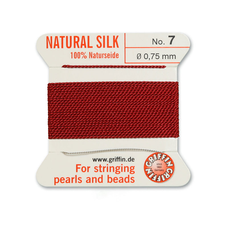 Griffin Garnet Red Silk No.7 0.75mm and included beading needle