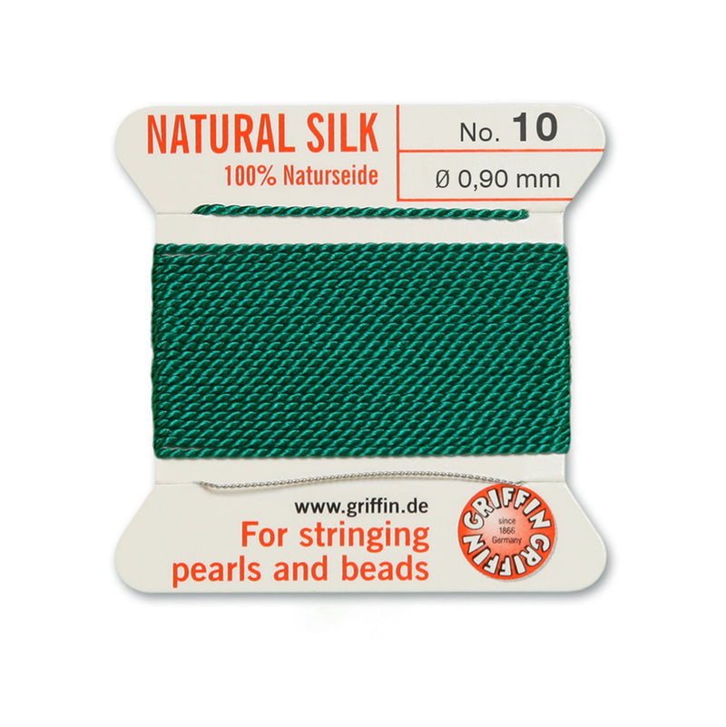 Griffin Green Silk No.10 for professional pearl and bead stringing projects