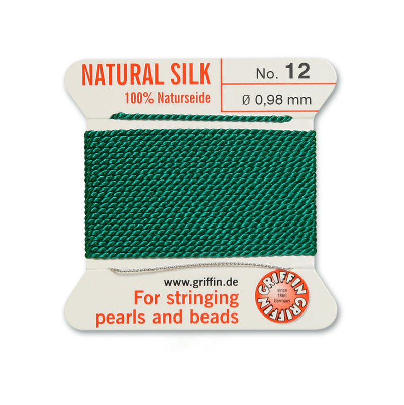 Griffin Green Silk No.12 for professional pearl and bead stringing projects