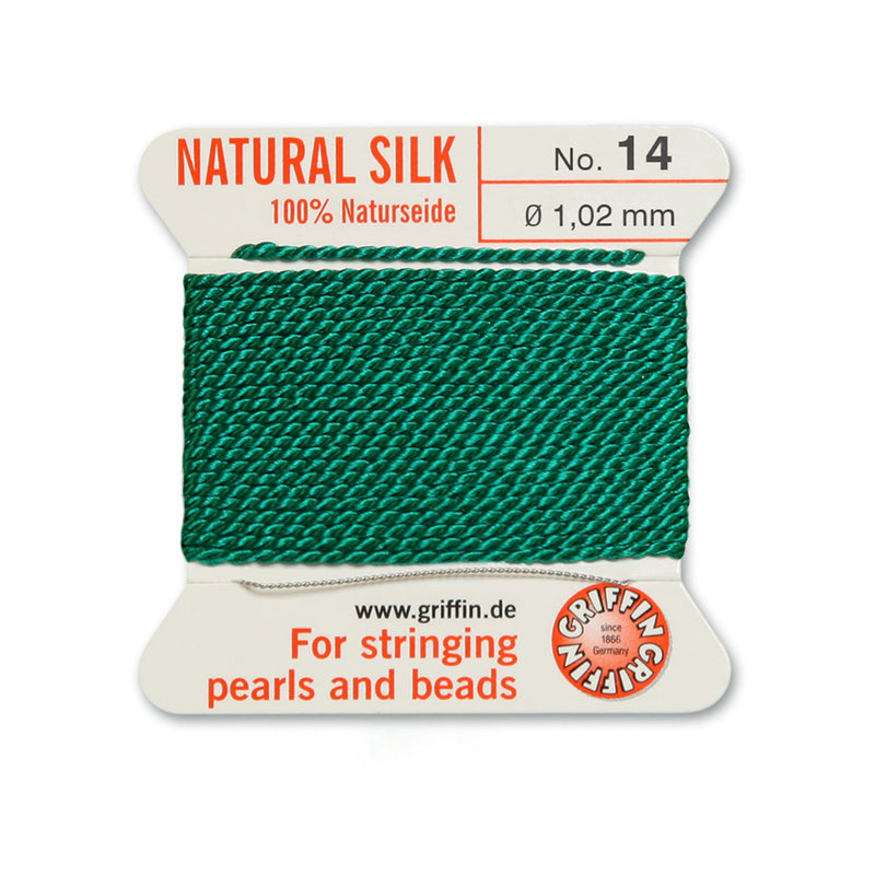 Griffin Green Silk No.14 for expert pearl and bead stringing projects