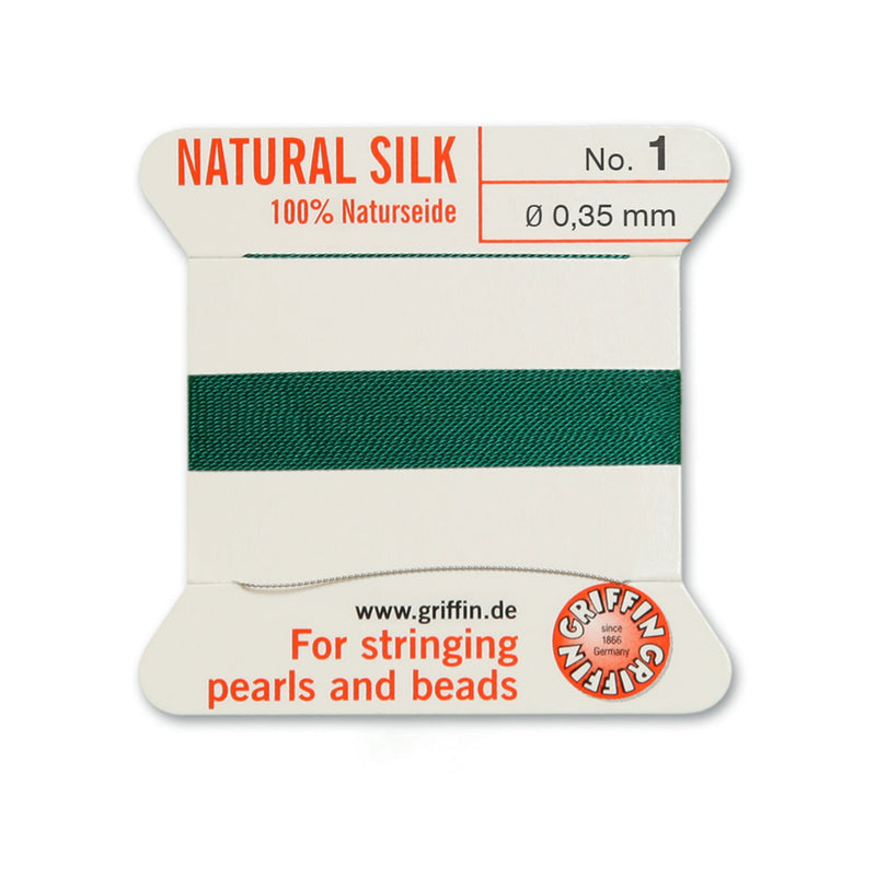 Griffin Green Silk No.1 for expert stringing of pearls and beads
