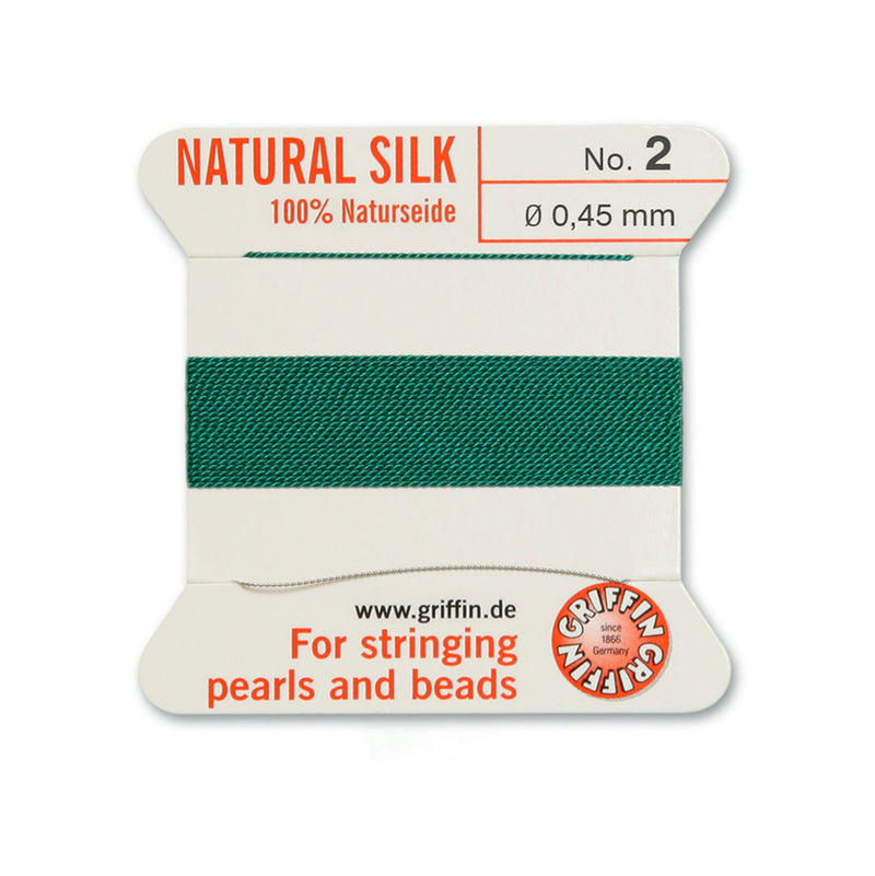 Griffin Green Silk No.2 for professional stringing of pearls and beads