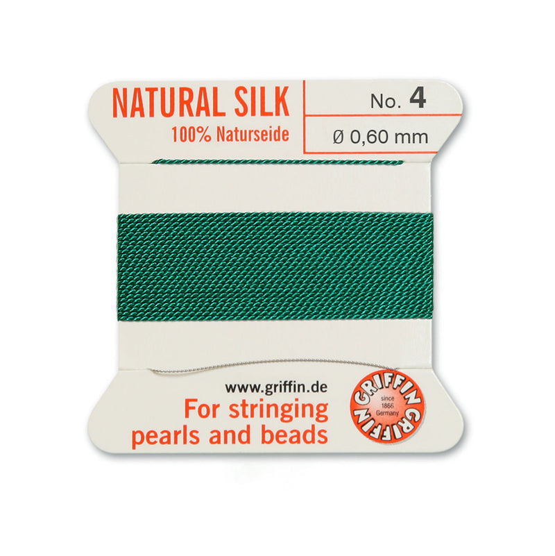 Griffin Green Silk No.4 for professional stringing of pearls and beads