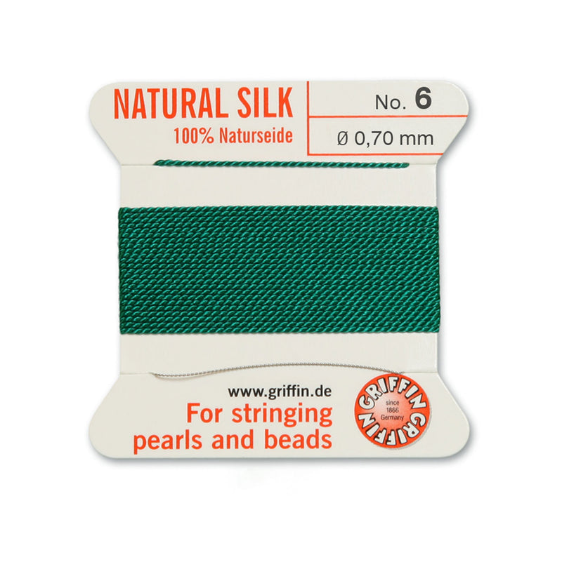 Griffin Green Silk No.6 for professional pearl and bead stringing projects