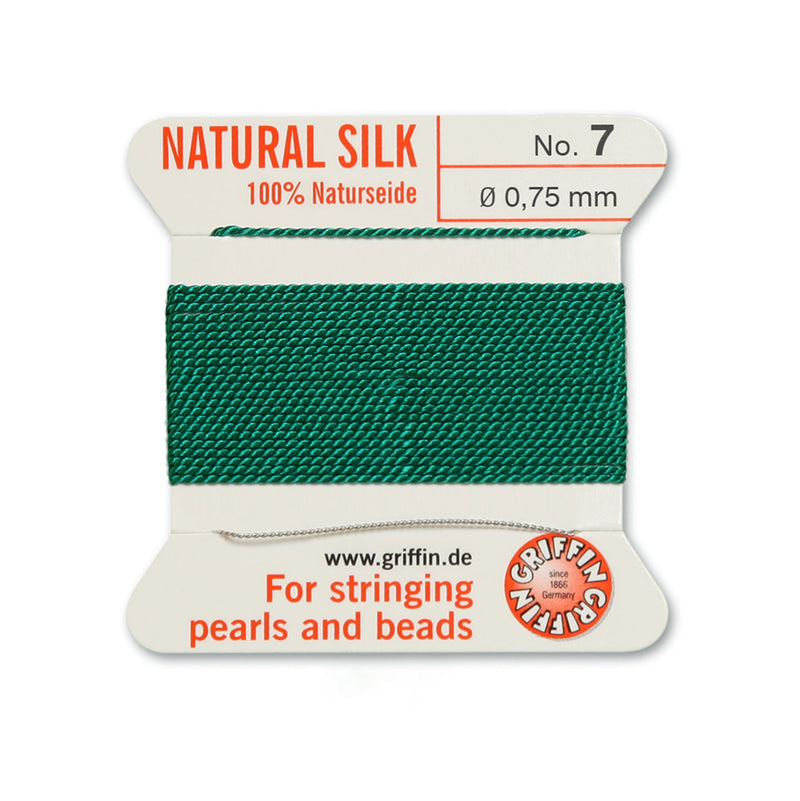 Griffin Green Silk No.7 for professional pearl and bead stringing projects