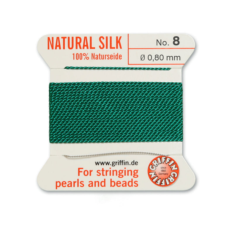 Griffin Green Silk No.8 for expert pearl and bead stringing projects