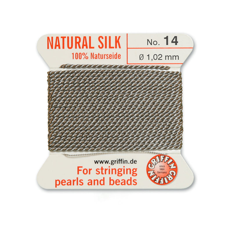 Griffin Grey Silk No.14 1.02mm Cord with integrated beading needle
