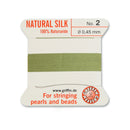 Griffin Jade Green Silk No.2 0.45mm Cord with integrated beading needle