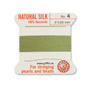 Griffin Jade Green Silk No.4 0.60mm Cord with attached beading needle