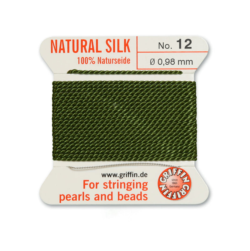 Griffin Olive Green Silk No.12 0.98mm Cord perfect for bead and pearl stringing projects