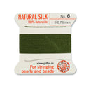Griffin Olive Green Silk No.6 0.70mm Cord for professional beading and pearl stringing