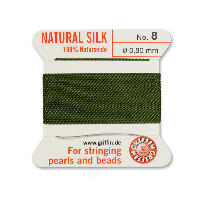 Griffin Olive Green Silk No.8 0.80mm Cord perfect for bead and pearl stringing