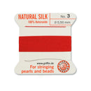 Griffin Red Silk No.3 0.50mm Cord, perfect for stringing pearls and beads