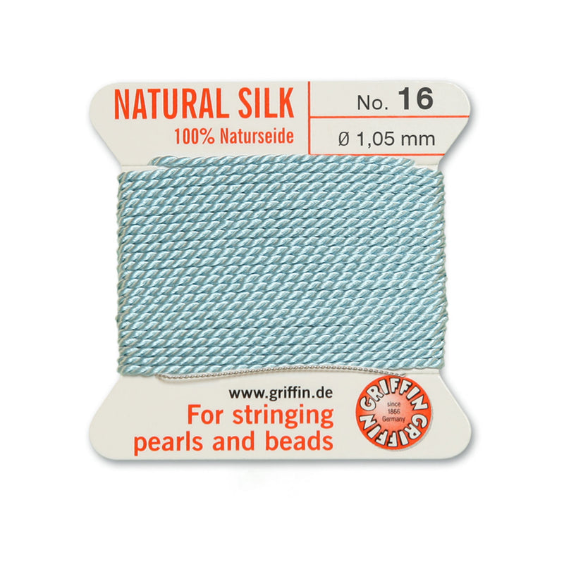 Griffin No.16 Turquoise Silk 1.05mm thread with beading needle for professional bead and pearl stringing