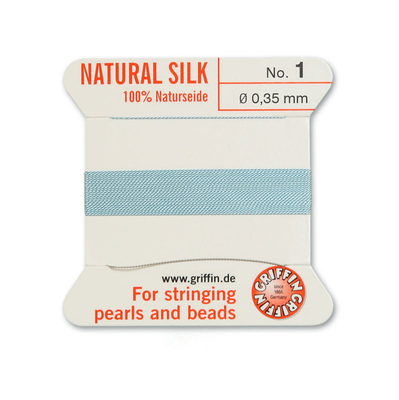 Griffin No.1 Turquoise Silk 0.35mm thread with included beading needle