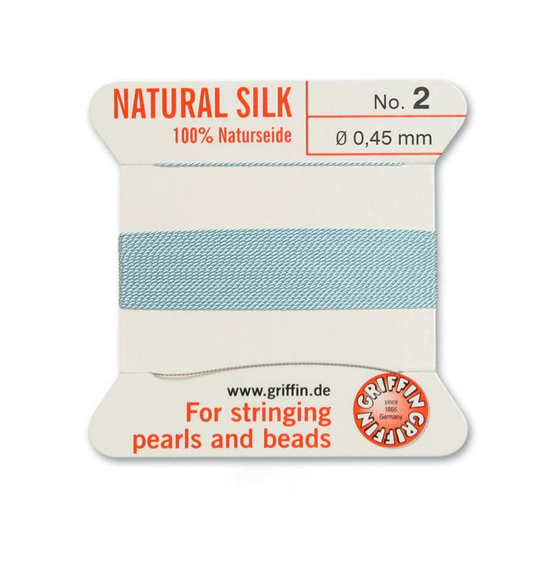 Griffin No.2 Turquoise Silk 0.45mm thread with included beading needle
