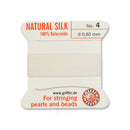 Griffin White Silk No.4 0.60mm thread and beading needle for expert pearl and bead stringing
