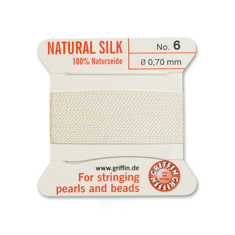Griffin White Silk No.6 0.70mm thread with beading needle for top-notch pearl and bead stringing