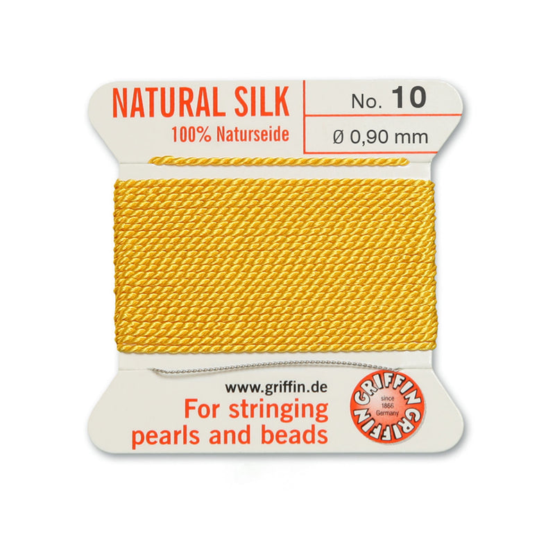 Griffin Yellow Silk No.10 0.90mm thread with beading needle for high-end pearl and bead stringing