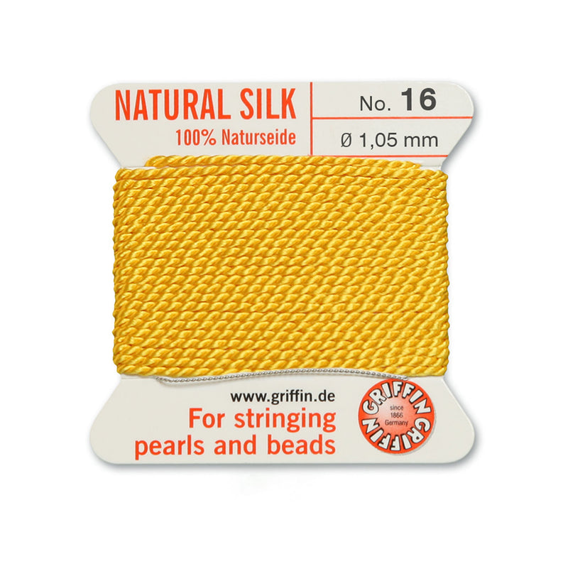 Griffin Yellow Silk No.16 1.05mm thread with beading needle for professional pearl and bead stringing